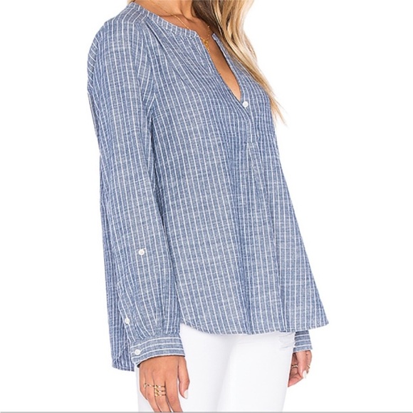 Joie Kalan Striped Chambray Boho Blouse Size Small 100% Cotton Nautical Theme - Picture 5 of 16